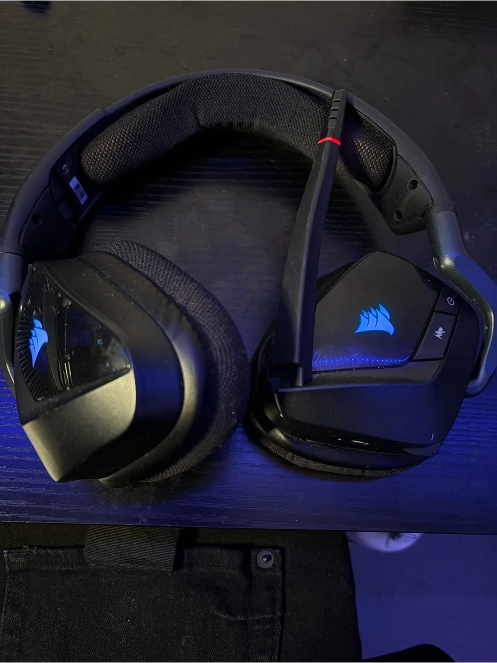 Corsair Black Wireless Gaming Headset with Boom Mic and LED Accents